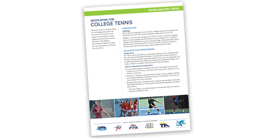 Advocate for college tennis flyer cover.
