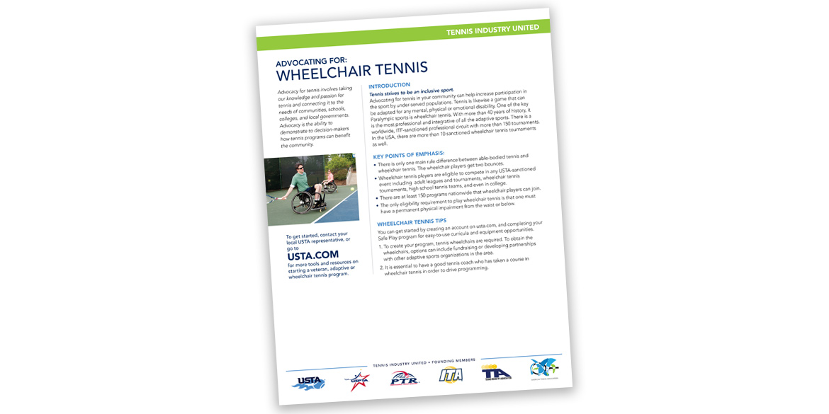 Advocate for wheelchair tennis flyer cover.