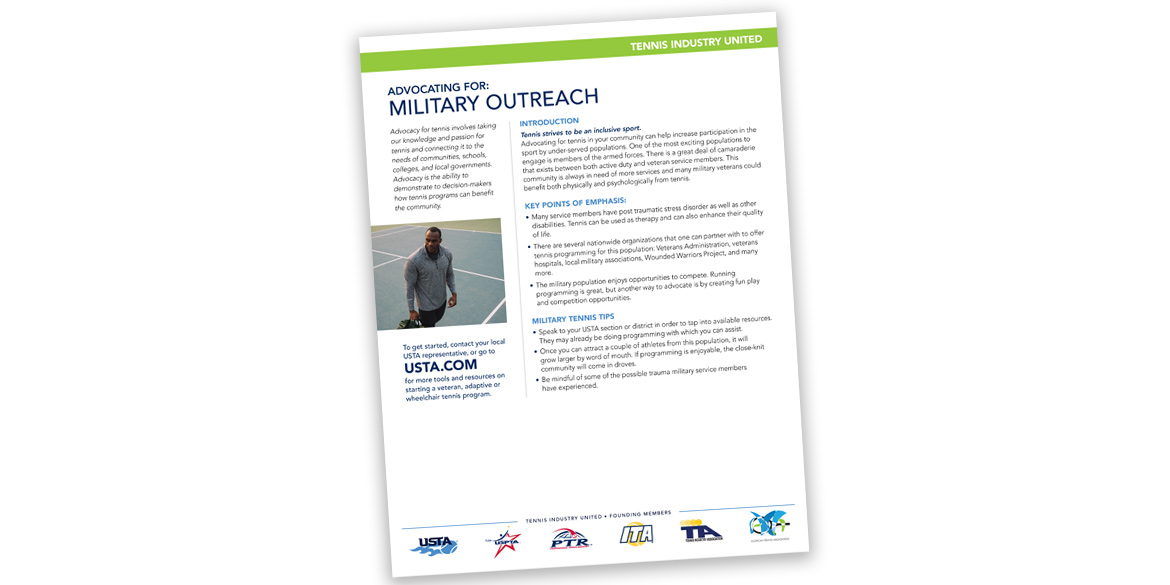 Advocate for military outreach flyer cover.