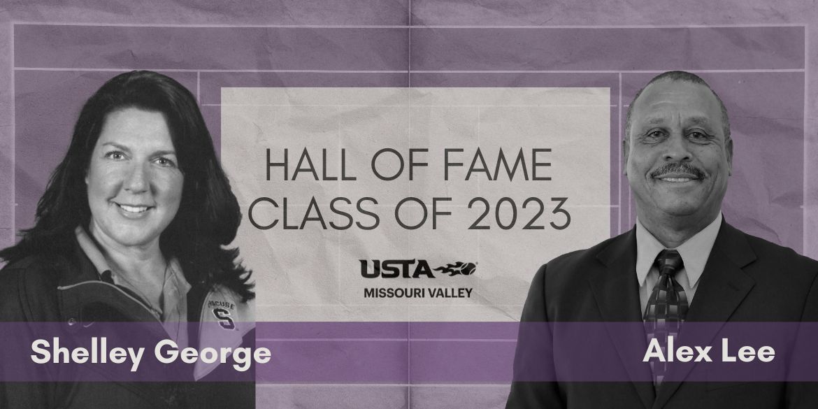 A graphic honoring the 2023 USTA Missouri Valley Hall of Fame inductees.