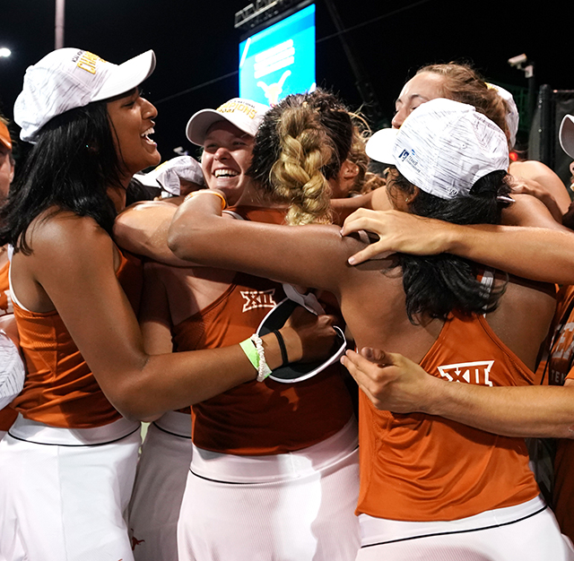 The University of Texas women celebrate winning the Division I NCAA title at the USTA National Campus.