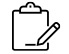 Icon of clipboard with pencil writing.