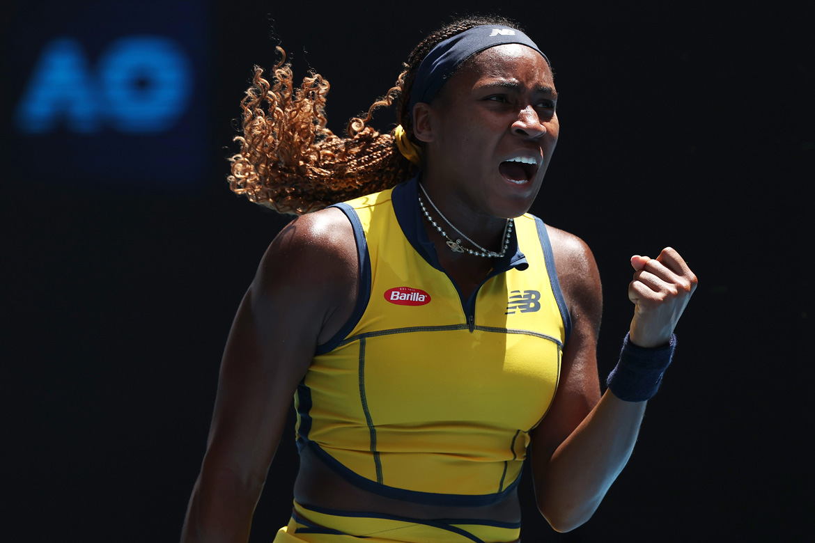 Coco Gauff at the 2024 Australian Open. Photo by Darrian Traynor/Getty Images.