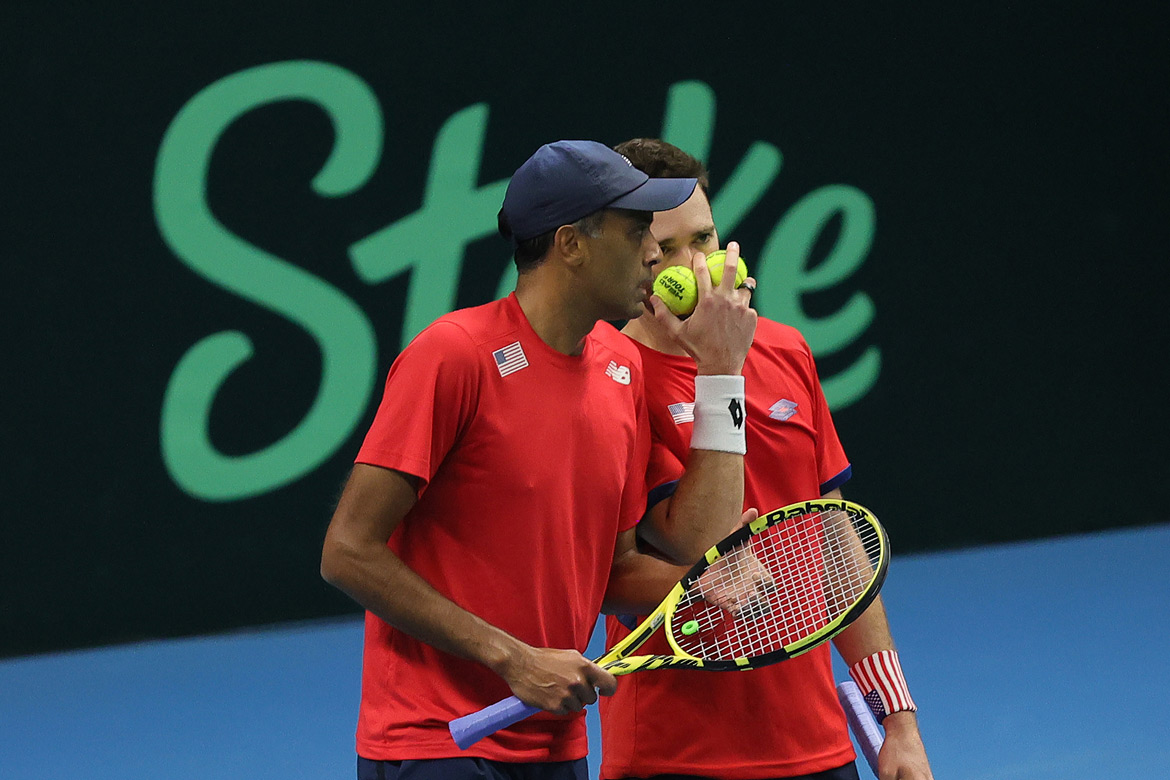 Rajeev Ram and Austin Krajicek at the 2024 Davis Cup Qualifier. Photo by Tim Ireland/Getty Images for ITF.