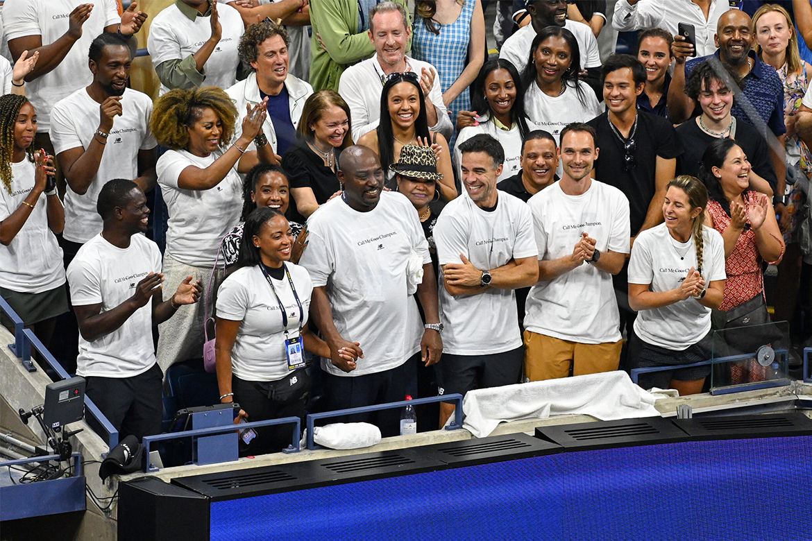 Coco Gauff's family and friends celebrate her winning the 2023 US Open.