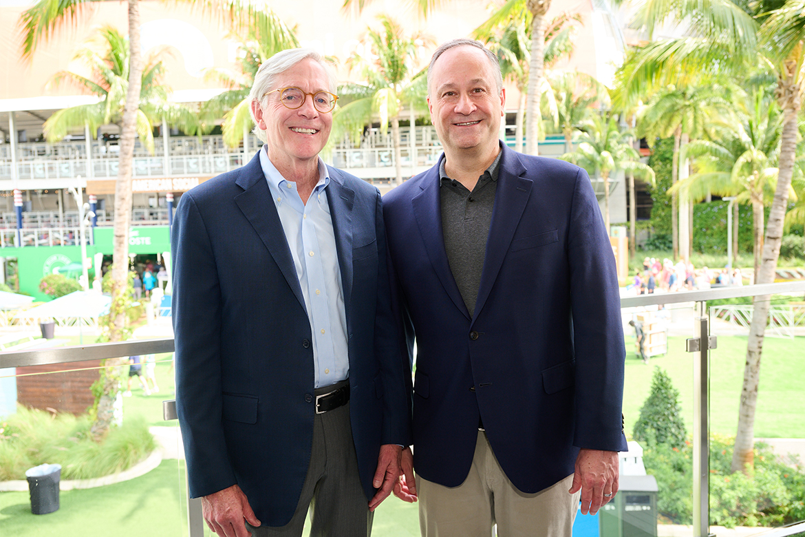  USTA Chairman of the Board and President Dr. Brian Hainline and Second Gentleman Douglas Emhoff.