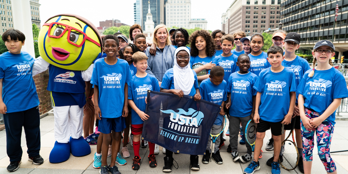 May 20, 2019 - The USTA Foundation and Chris Evert partner with the Philadelphia Freedoms to host a tennis clinic for local NJTL youth at Independence Hall in Philadelphia, PA.